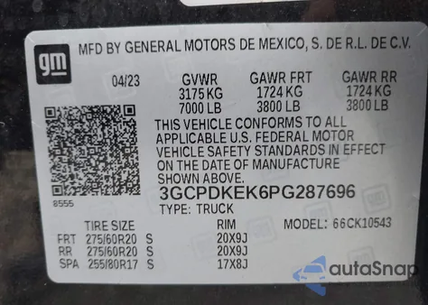 2023 Chevrolet Silverado 1500 4Wd Short Bed Lt With 2Fl from USA, damaged, VIN 3GCPDKEK6PG287696